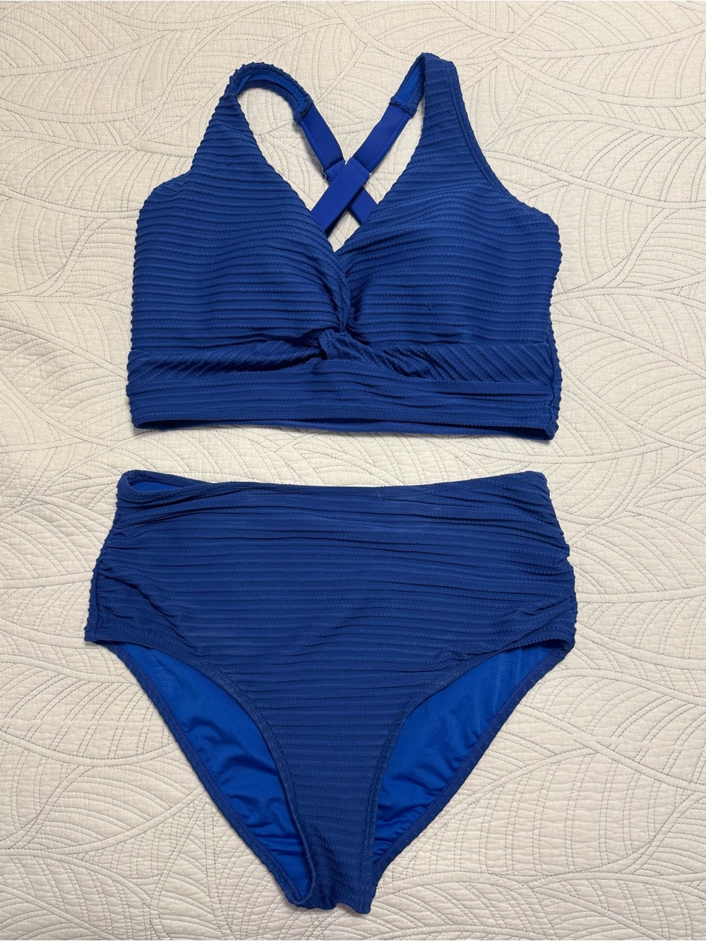 Worn once. Textured Royal Blue Two-Piece Bikini Set